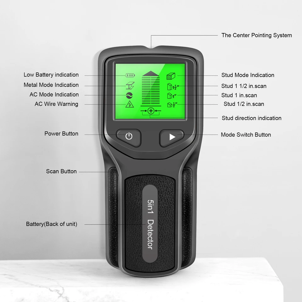 Stud Finder Wall Scanner 5 In 1 - 5 in 1 Detektor Logam Pengukur