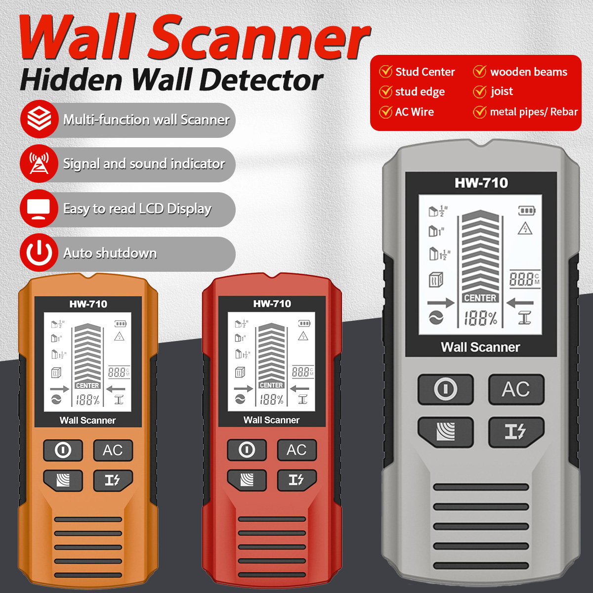Pipe Detector Wall Scanner - HW-710 Pendeteksi Dinding Multifungsi, Pemindai Dinding