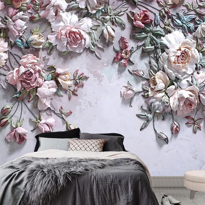 Moisture Meter Wall Wood - 3D Wallpaper Modern Stereo Rose Bunga