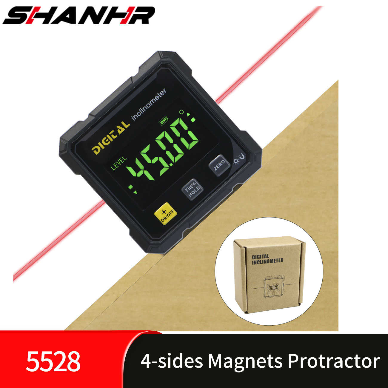 Stud Finder With Laser Level - SHANHR Pengukur Sudut Digital dengan Laser
