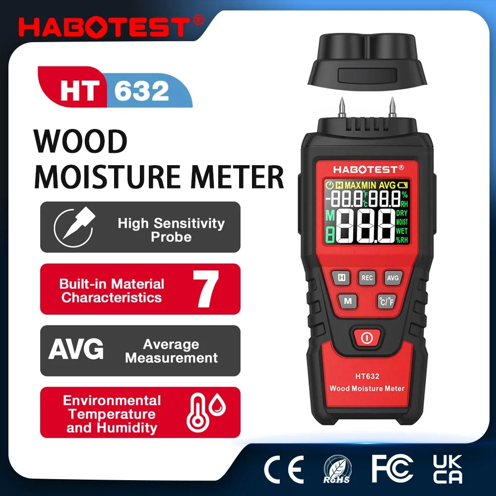 Moisture Meter Wall Wood - HABOTEST HT632 Pengukur Kelembapan Digital dengan