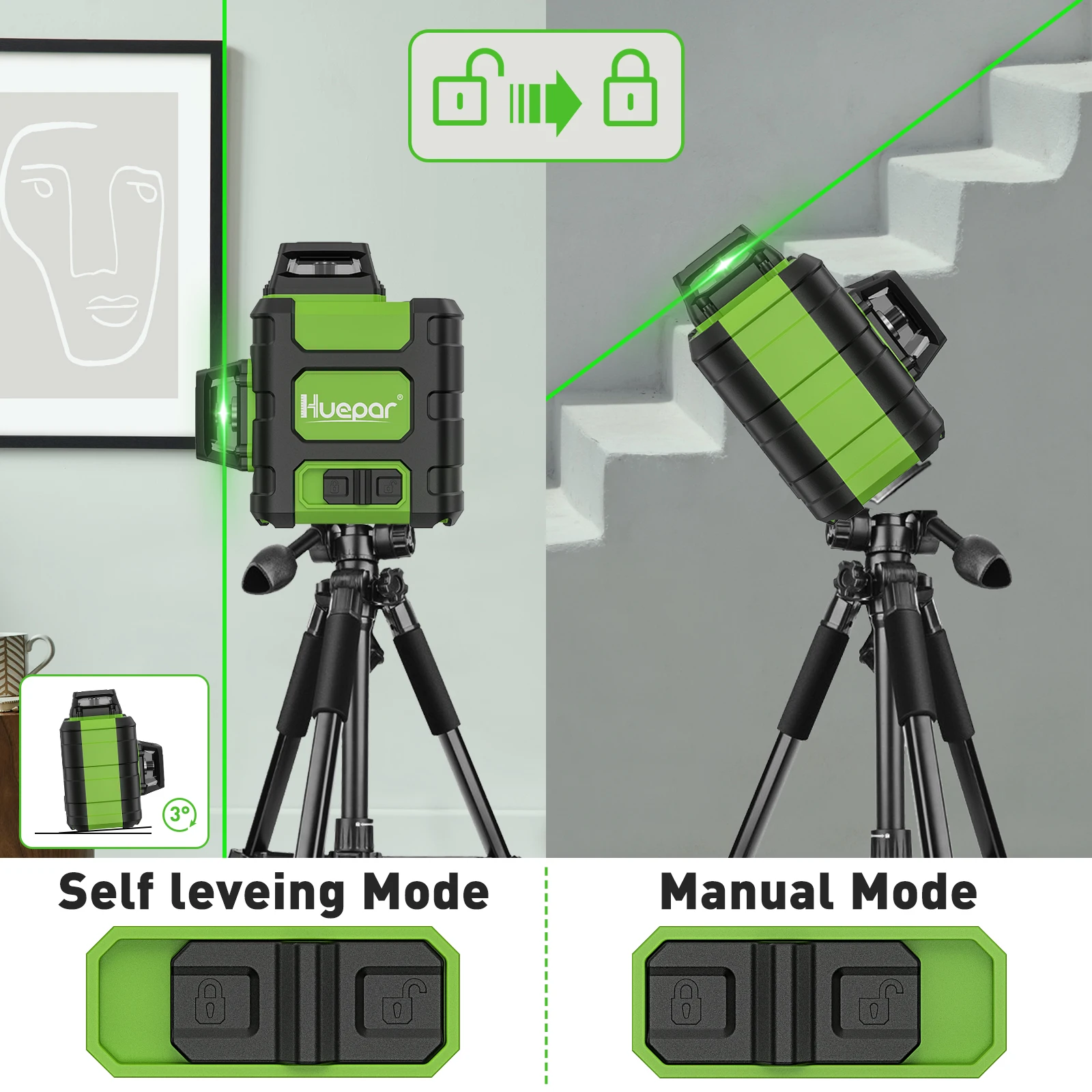 Huepar alat garis silang, Leve - Stud Finder With Laser Level ulasan dan harga
