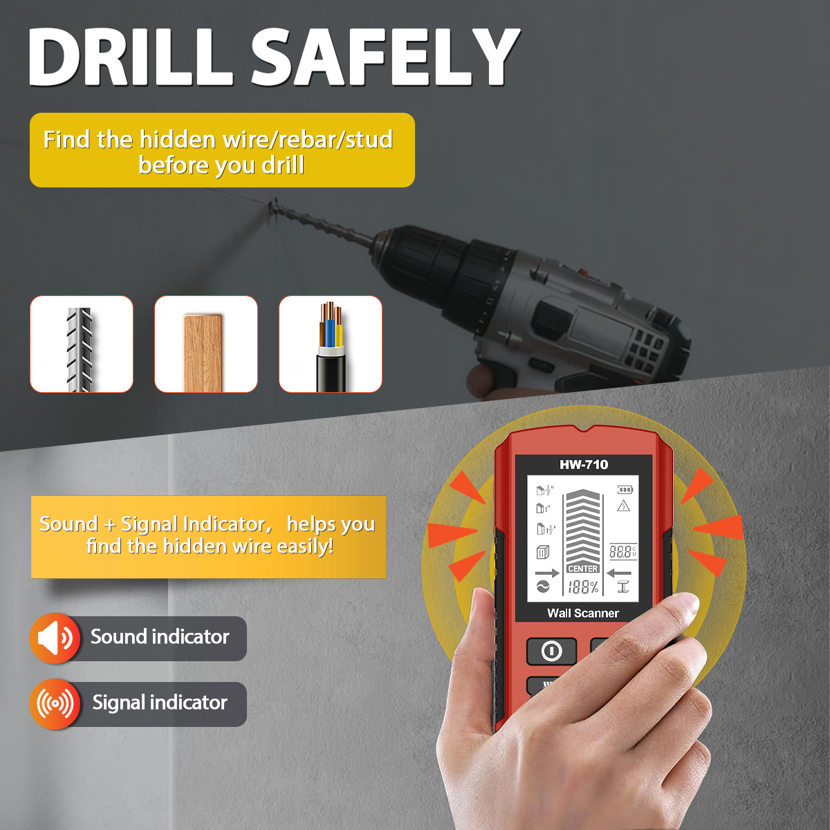 HW-710 Pendeteksi Dinding Mult - Pipe Detector Wall Scanner ulasan dan harga