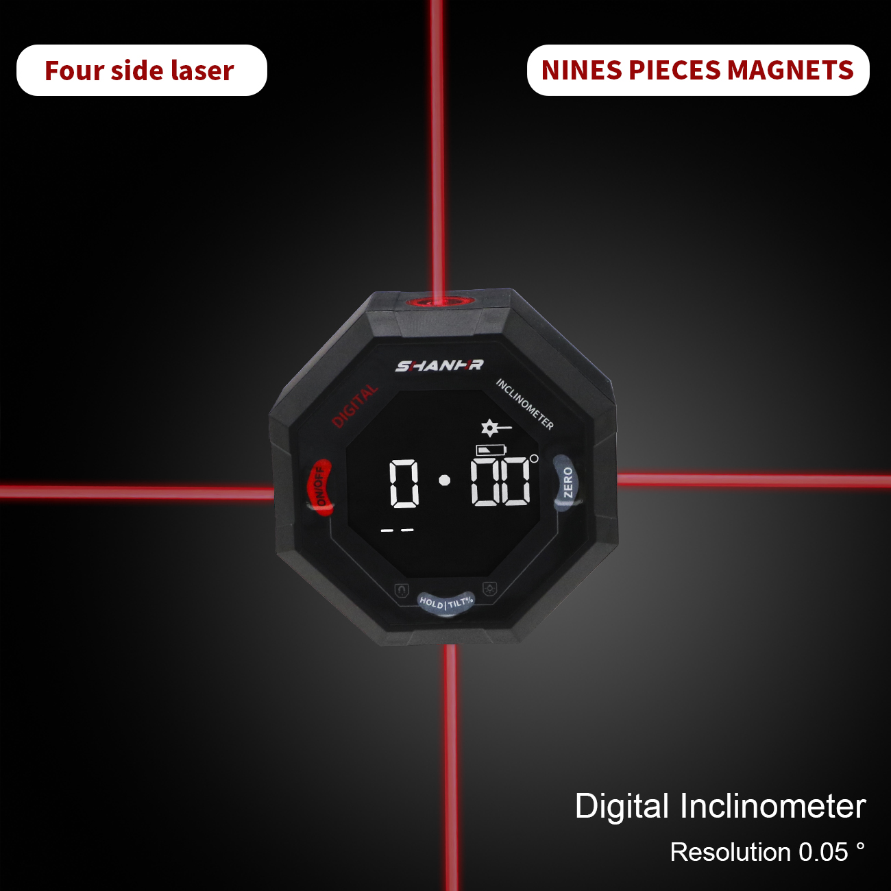 SHANHR Octagon Digital Angle F - Stud Finder With Laser Level ulasan dan harga