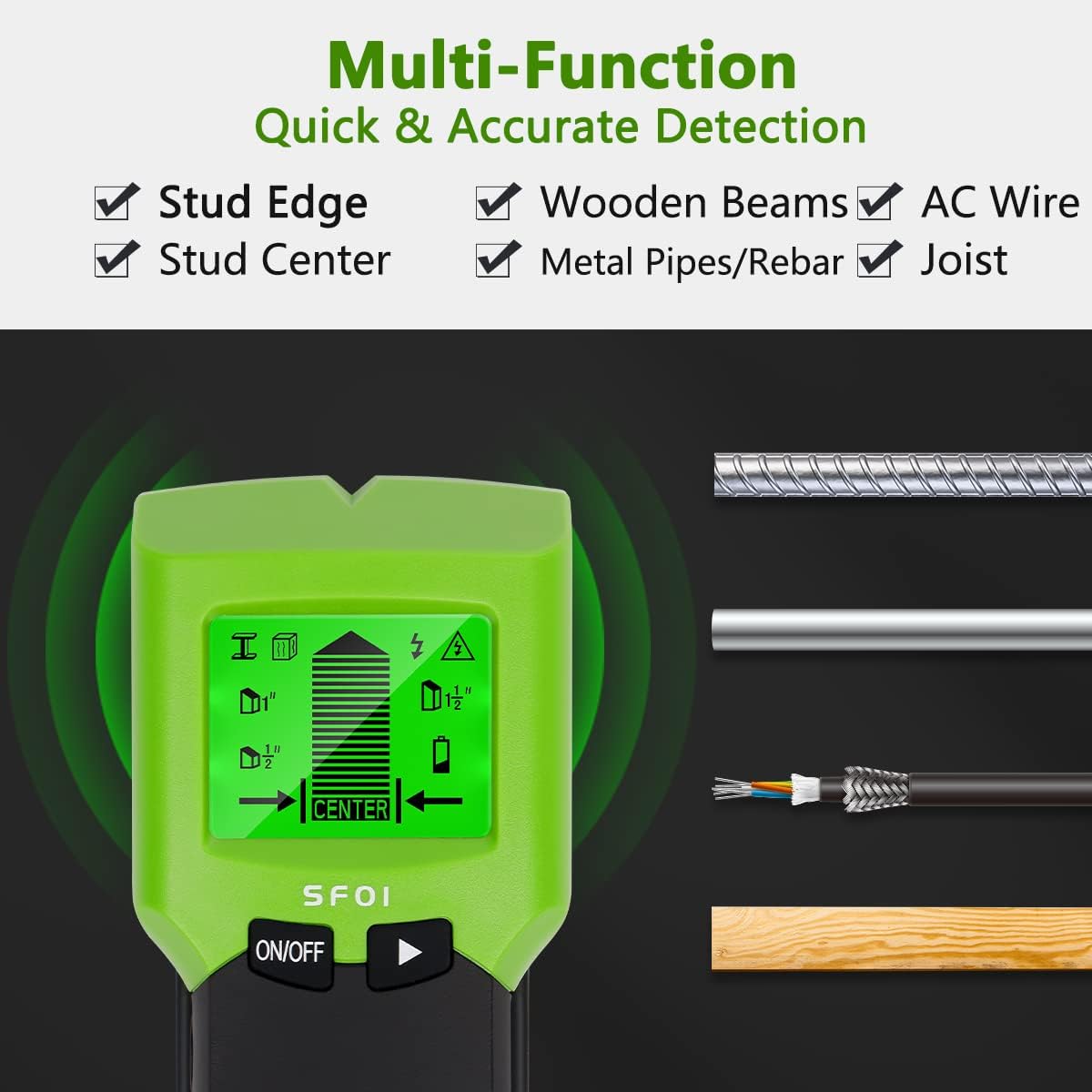 Huepar Stud pemindai 5 in 1, d - Stud Detector With Metal Ac Wire ulasan dan harga