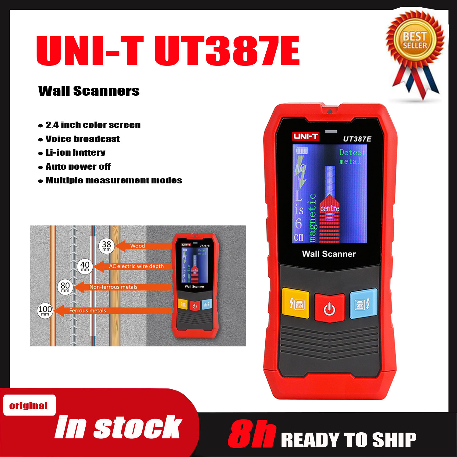 UNI-T pemindai dinding UT387E  - Stud Detector With Metal Ac Wire ulasan dan harga