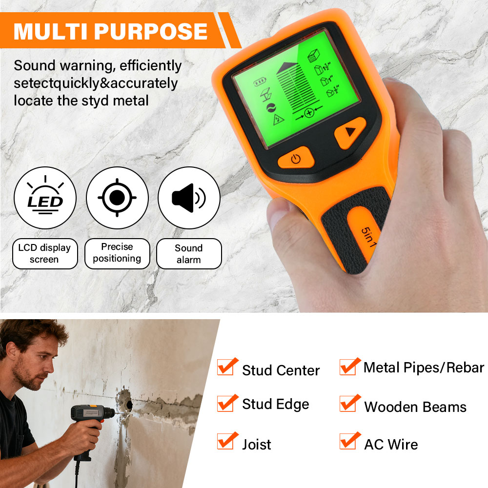 Detektor Tiang Dinding 5 in 1  - Stud Detector With Metal Ac Wire ulasan dan harga