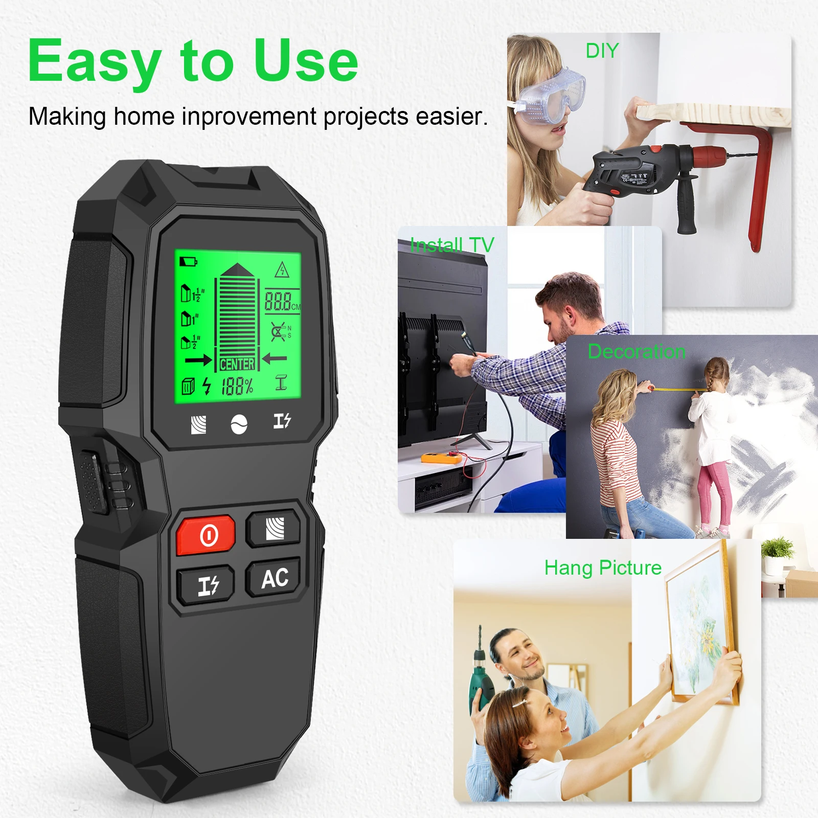 HW-QB6 5 in 1 Pemindai Dinding - Stud Finder Center Finder Edge ulasan dan harga