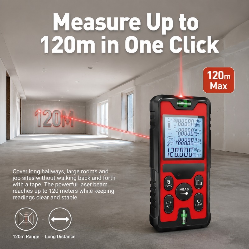 Pengukur Jarak Laser 120M, Dap - Stud Finder With Laser Level ulasan dan harga